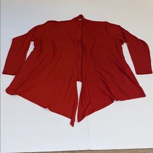 Red open front cardigan sweater